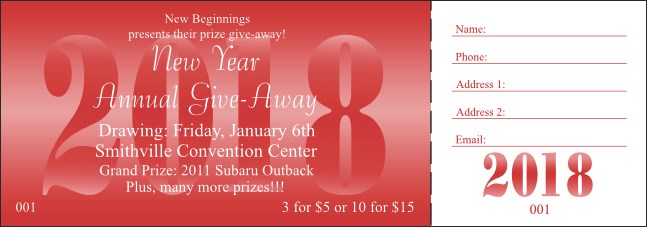 Year Raffle Ticket Red 004 Product Front