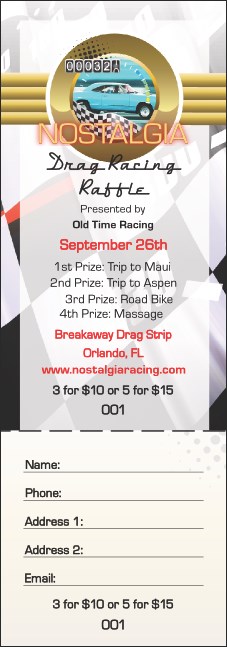 Drag Racing Raffle Ticket Product Front