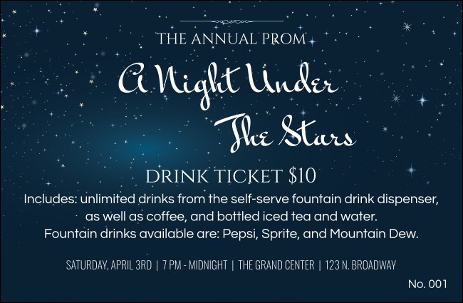 Star Theme Drink Ticket Product Front