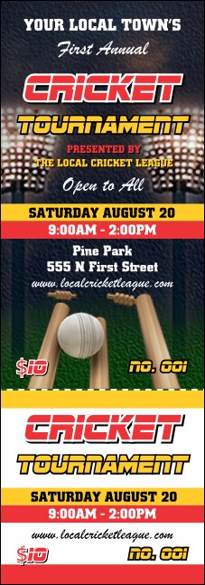 Cricket 2 Event Ticket Product Front