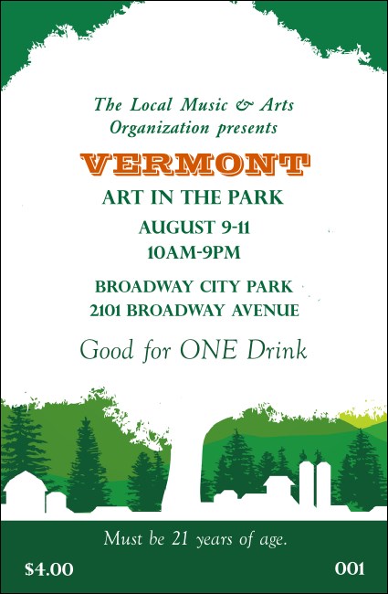 Vermont Drink Ticket Product Front