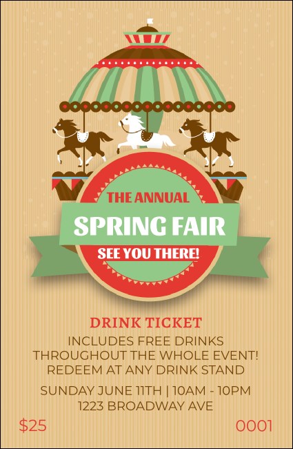 Merry Go Round Drink Ticket Product Front