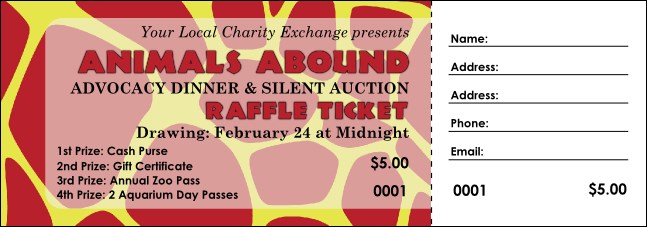 Animal Print Giraffe Raffle Ticket