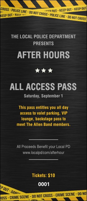 Police Caution Tape VIP Pass Product Front