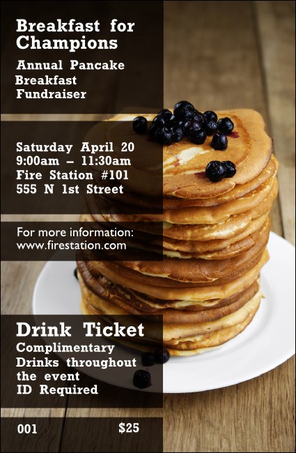Pancake Breakfast Drink Ticket Product Front