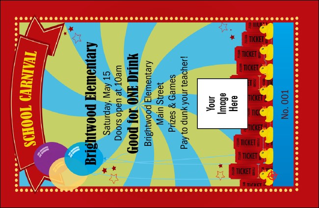 School Carnival Drink Ticket Product Front