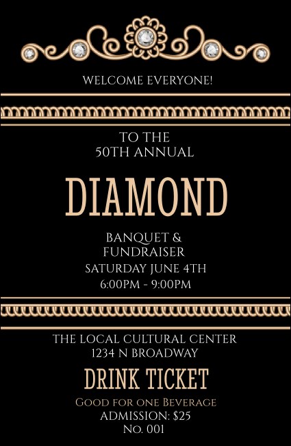 Diamonds Black Drink Ticket Product Front