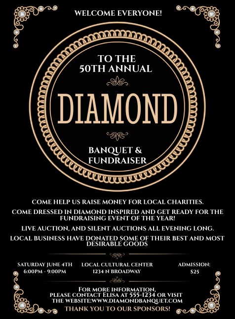 Diamonds Black Invitation Product Front