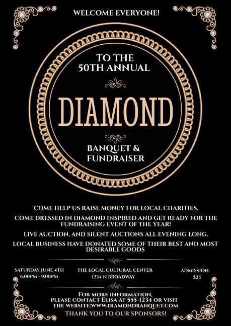 Diamonds Black Postcard Product Front