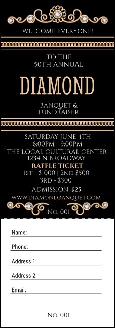 Diamonds Black Raffle Ticket Product Front